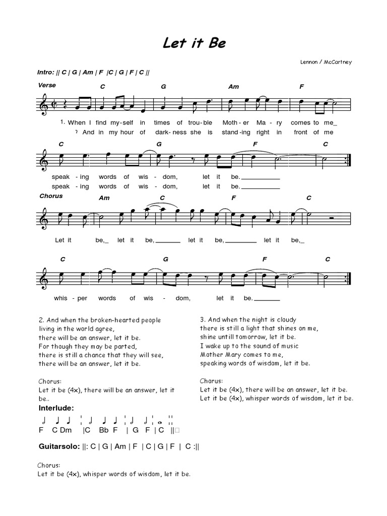 Let It Be - Lead Sheet | PDF