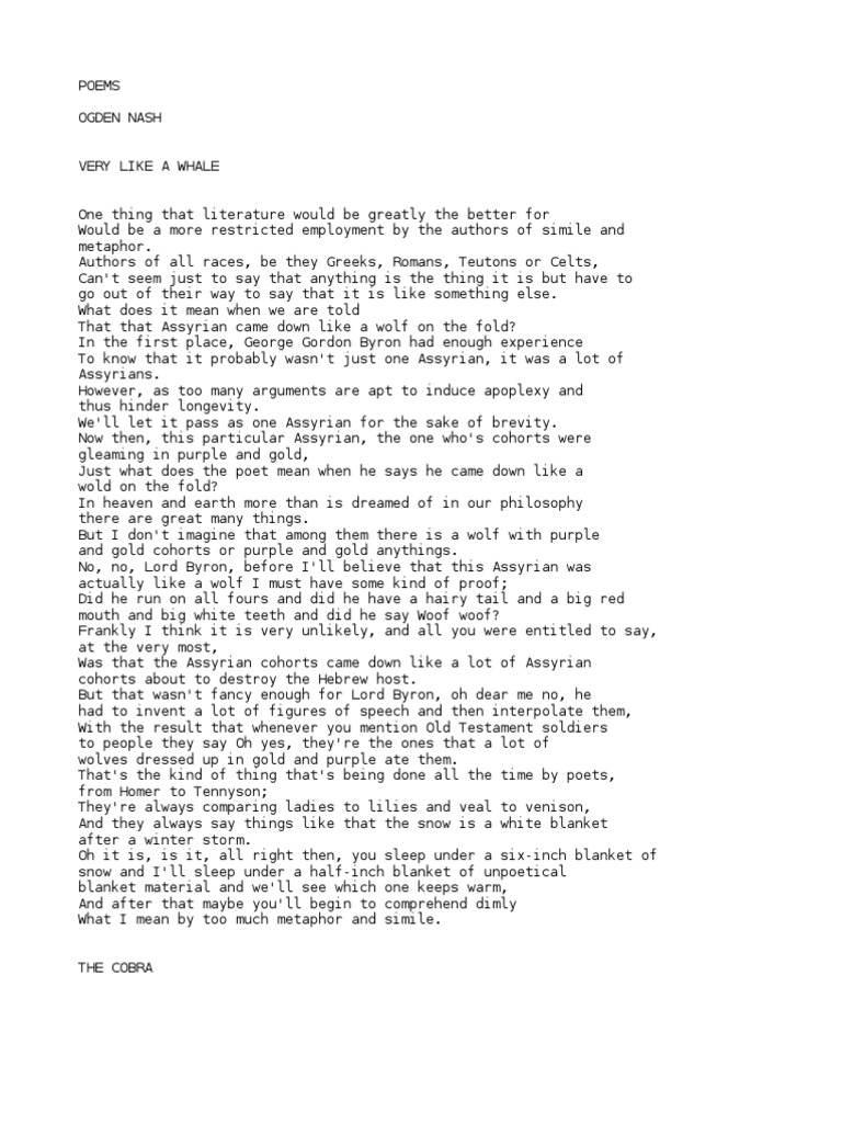 Witty Poetry by Ogden Nash About Life &amp; Humor