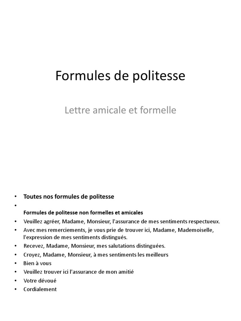 Formules de Politesse