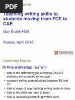 Teaching Writing Skills To Students Moving From FCE To CAE: Guy Brook-Hart