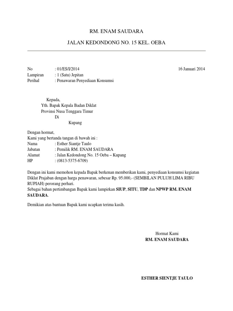 Permintaan Surat Untuk Kabus