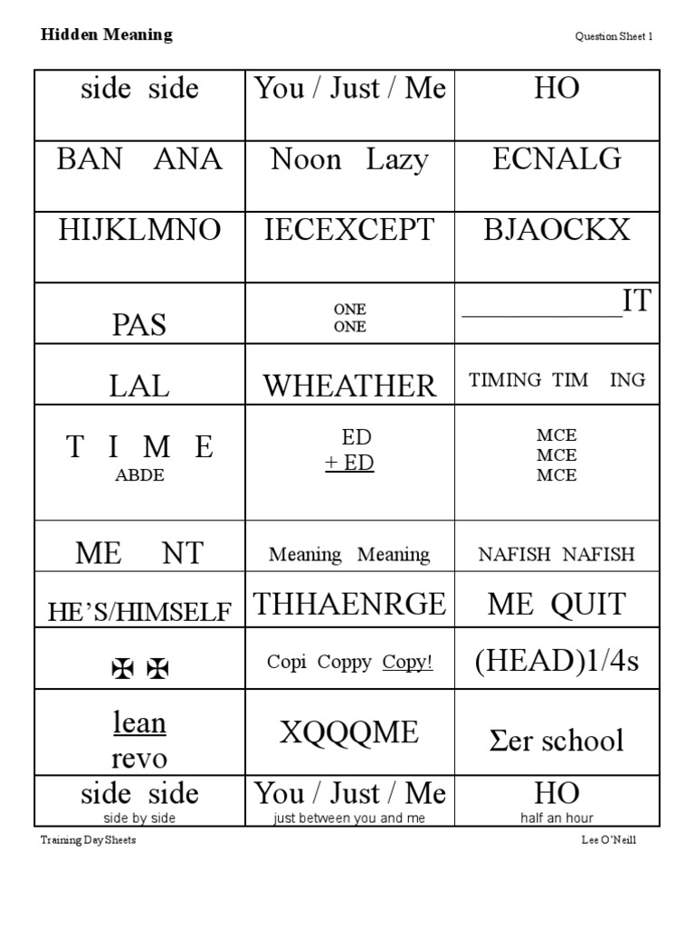 worksheet Rebus Puzzle Worksheets brain teasers 1