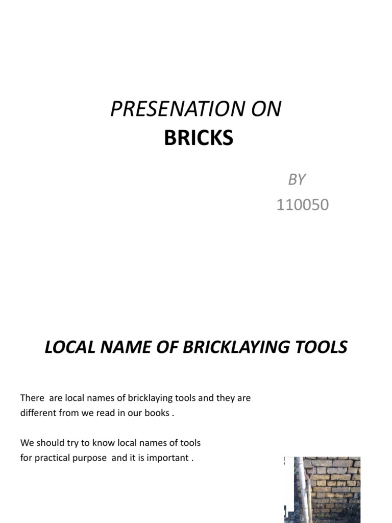 Local Names of Bricklaying Tools | PDF