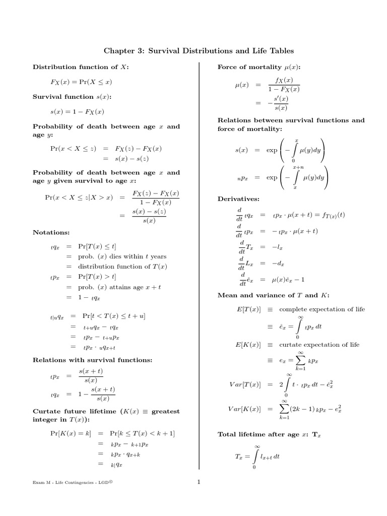 Survival Distributions and Life Tables | PDF