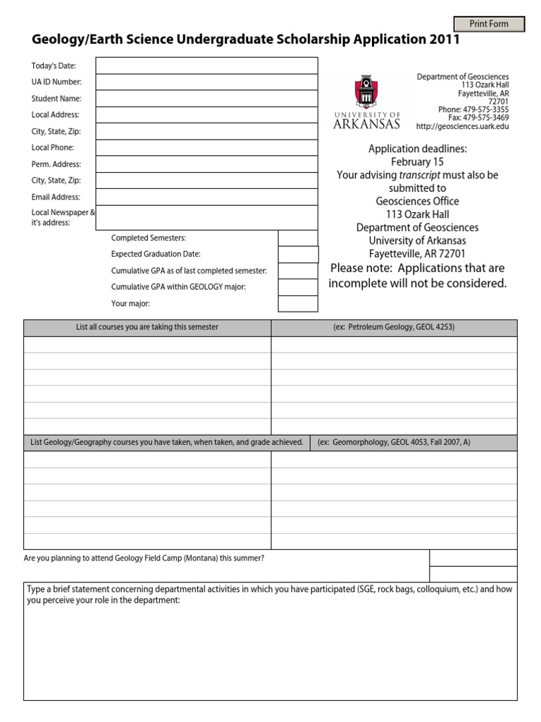 Scholarship Undergrad Application | PDF