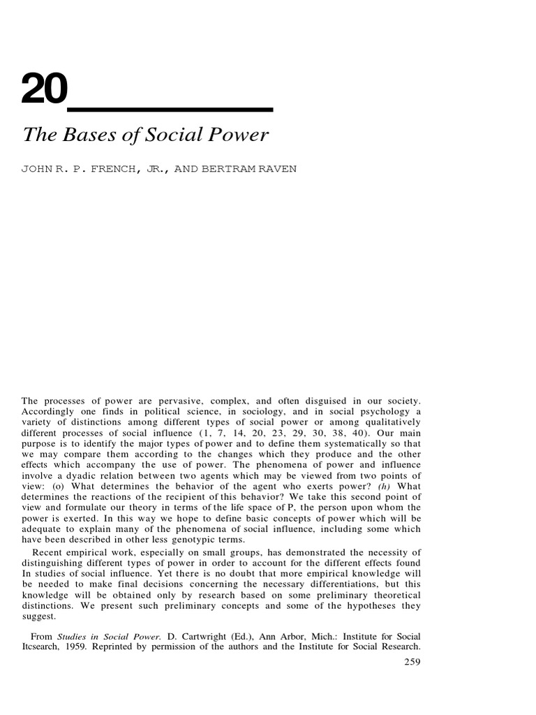 The Bases of Social Power Ch.20 | PDF | Power (Social And Political ...