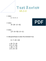 Math Test Review—Order of Operations