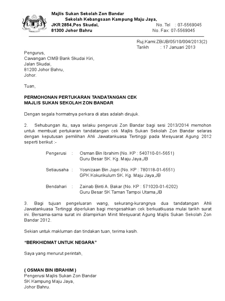 Contoh Surat Pertukaran Alamat Email