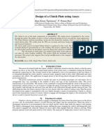 Optimal Design of A Clutch Plate Using Ansys: V Mani Kiran Tipirineni, P. Punna Rao