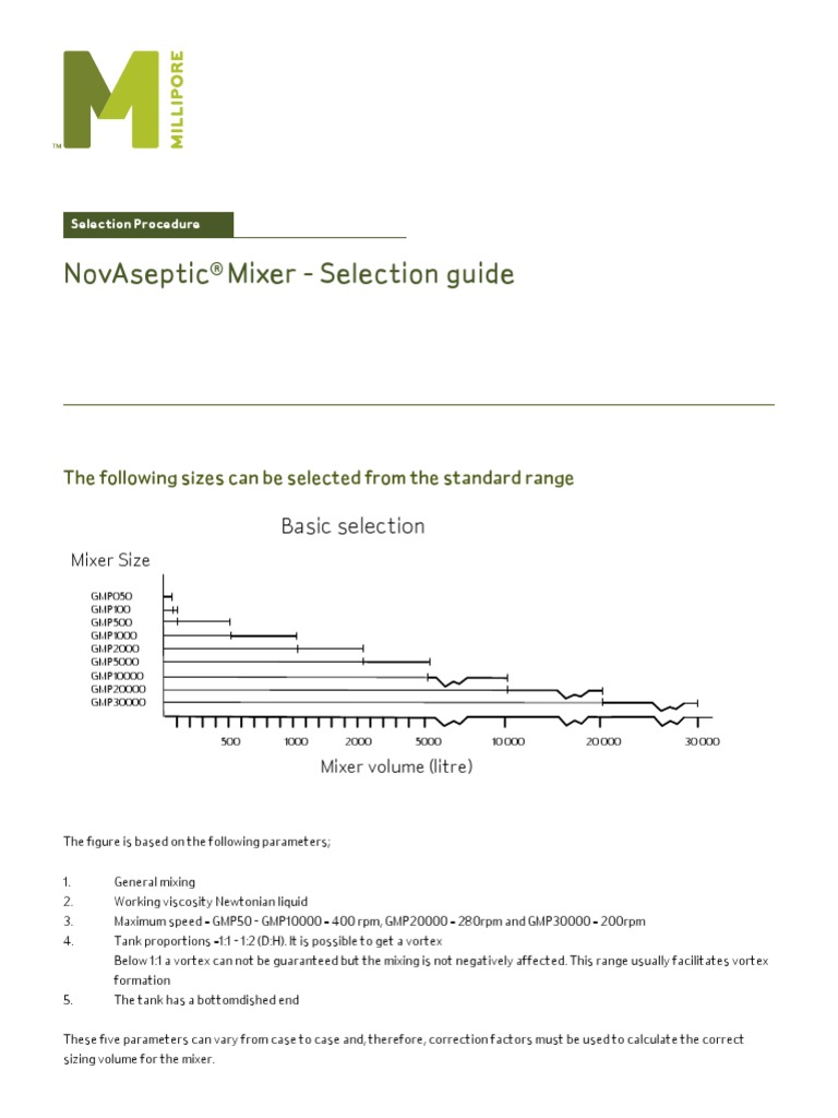 Selection Procedure For NovAseptic Mixer - ML-087 - A | PDF | Viscosity ...