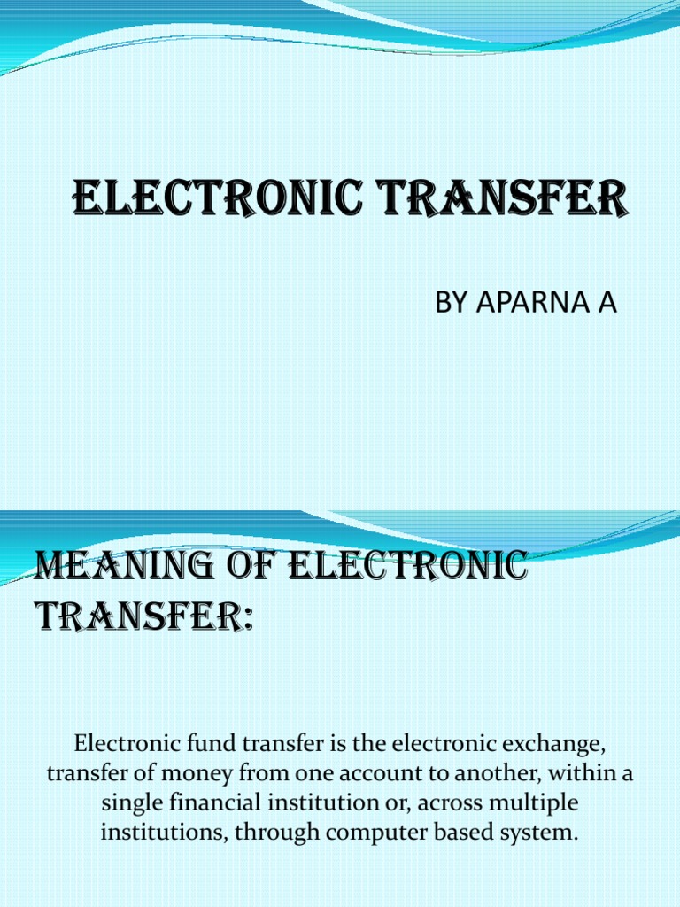 Electronic Transfer Payments Debits And Credits
