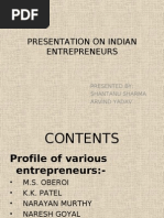 Download Presentation on Indian Entrepreneurs by arvind SN20008128 doc pdf