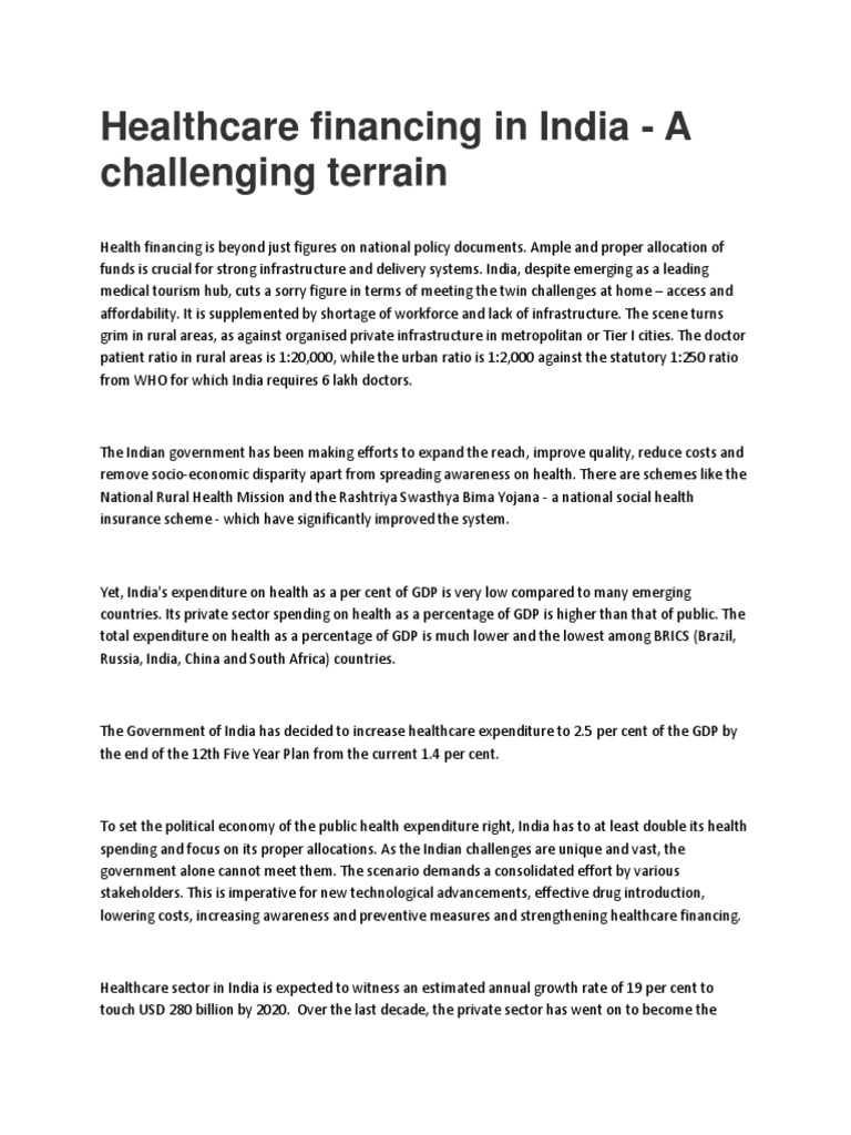 Challenges in India's Healthcare Financing | PDF | Health Care ...