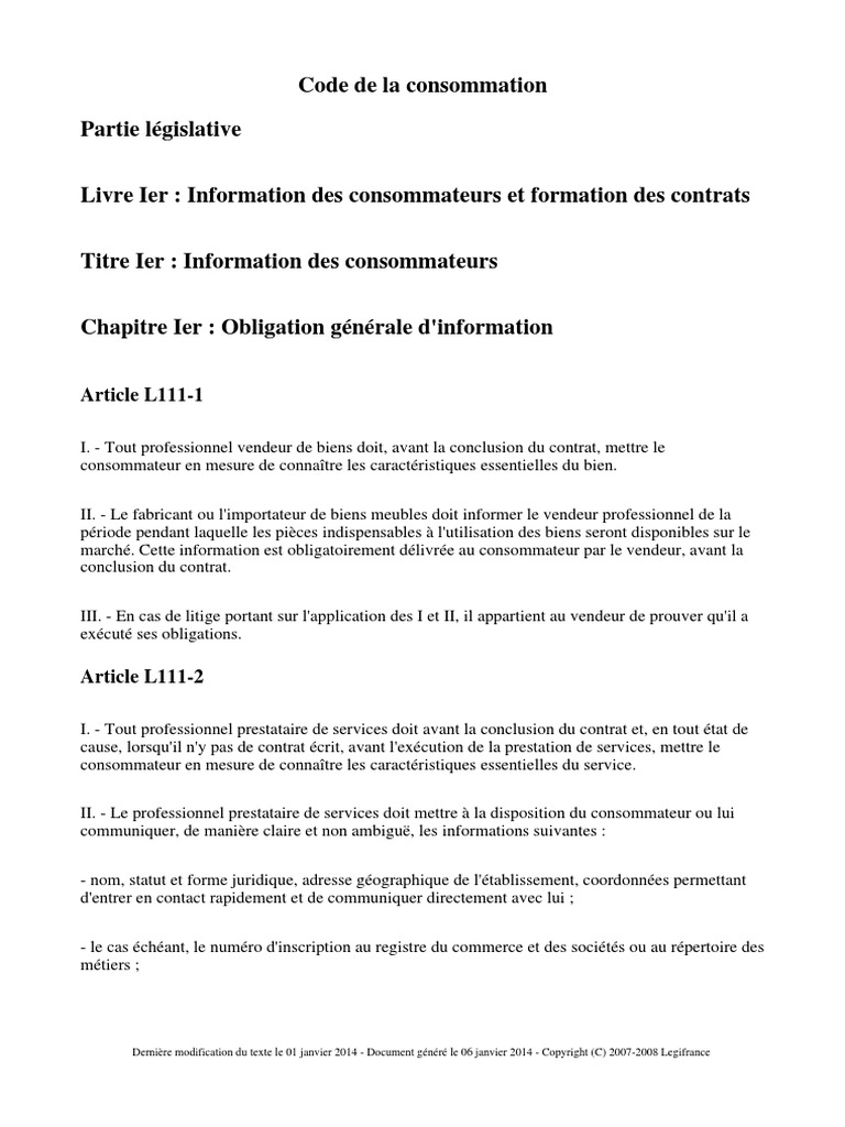 Code de La Consommation - France, PDF, Assurance