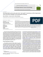 On Being Liked On The Web and in The "Real World": Consistency in First Impressions Across Personal Webpages and Spontaneous Behavior