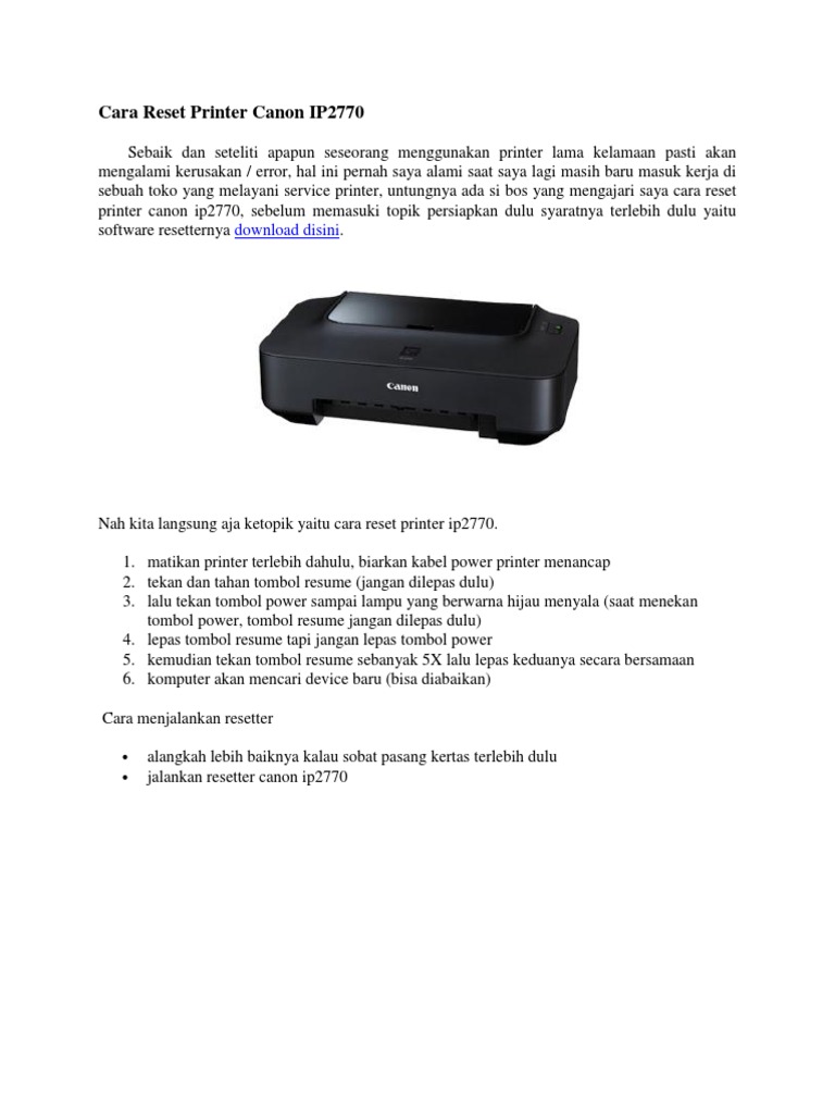 service printer canon ip2770