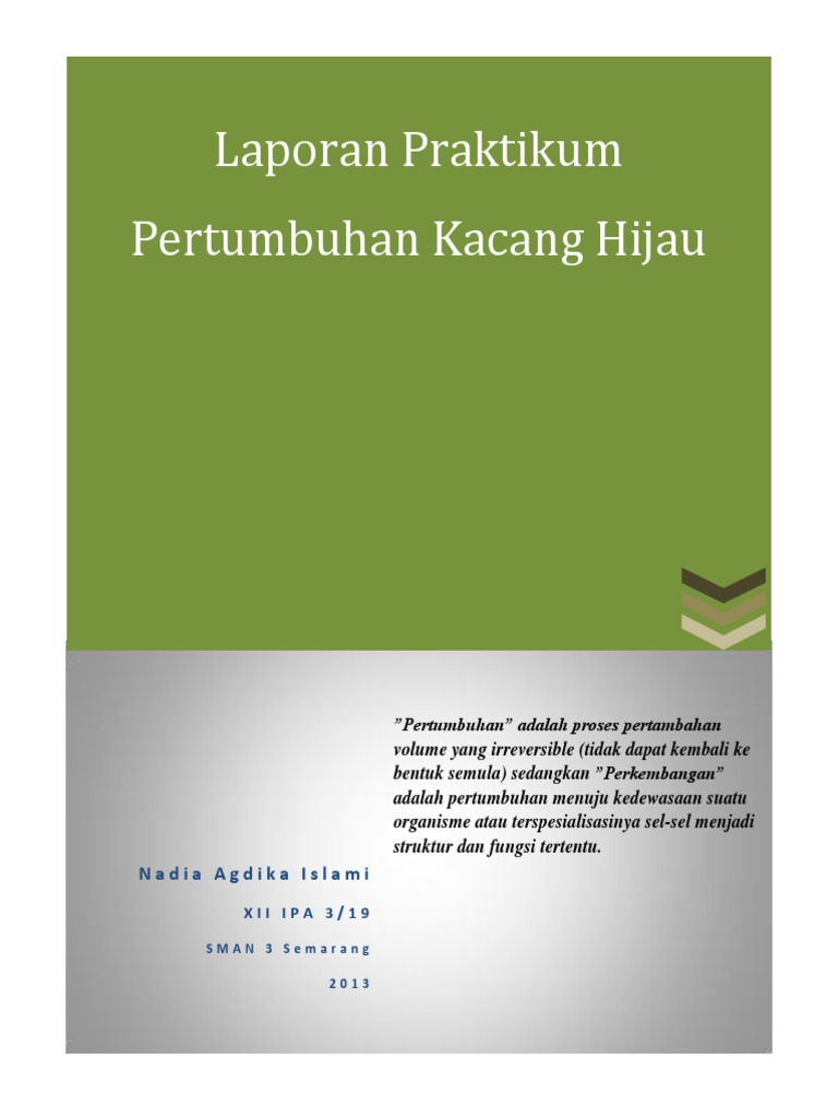 Laporan Praktikum Pertumbuhan Kacang Hijau