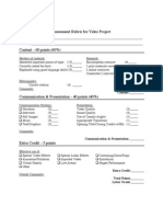 Assessment Rubric For Video Project: Content