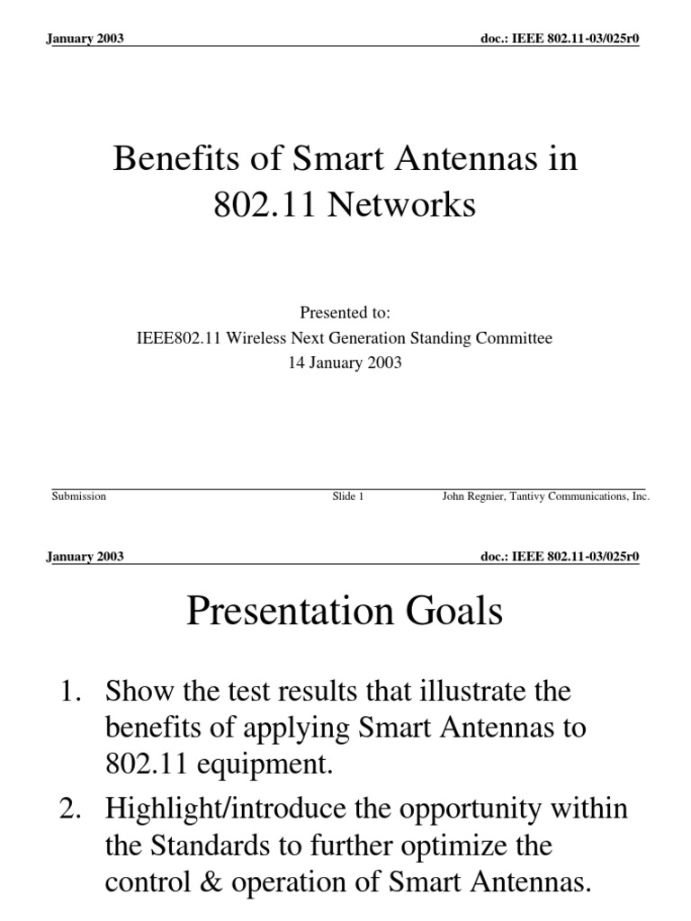 11 03 0025-00-0wng Benefits of Smart Antennas in 802 11 Networks | PDF ...