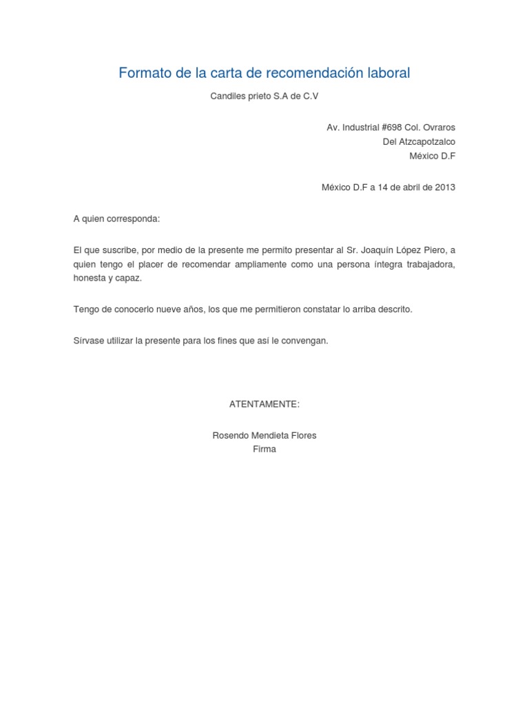 Formato de la carta de recomendación laboral.docx