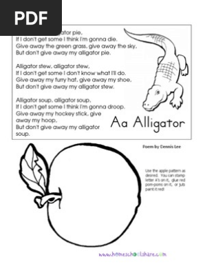 Aa Alligator: Poem by Dennis Lee | PDF