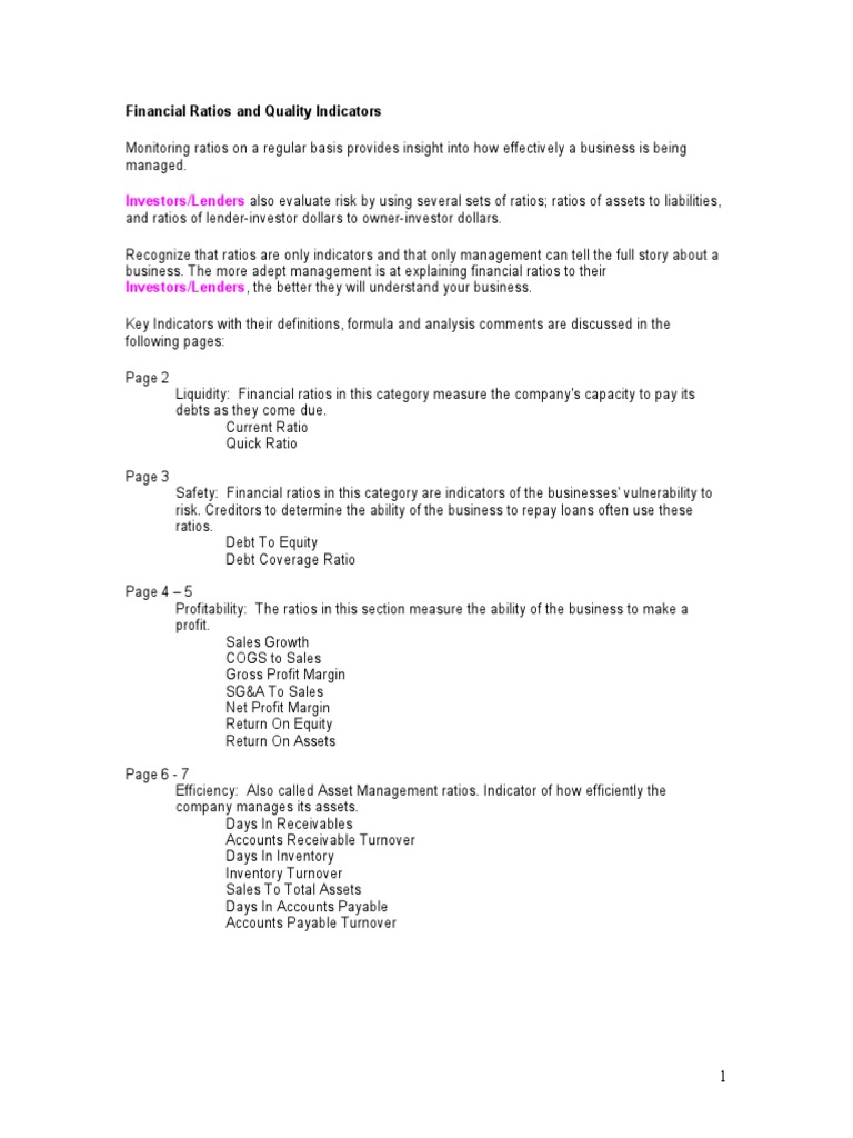 Financial Ratios for Business Analysis | PDF | Debt | Loans