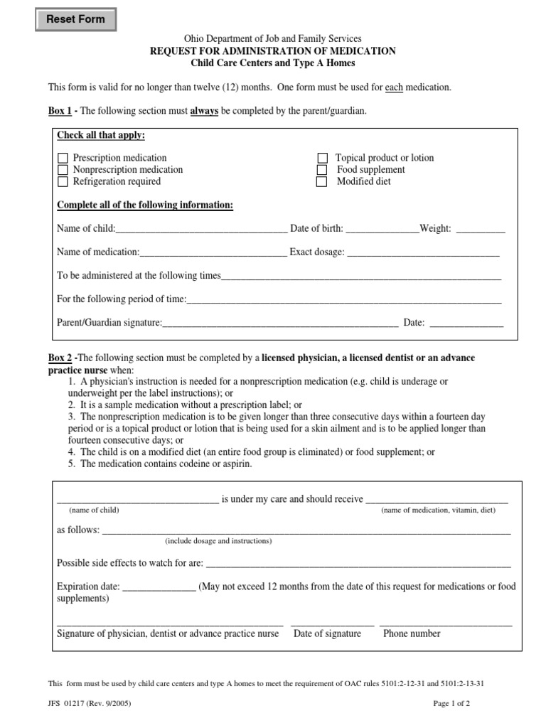 Ohio Medication Administration Form | PDF | Pharmaceutical Drug | Dose ...