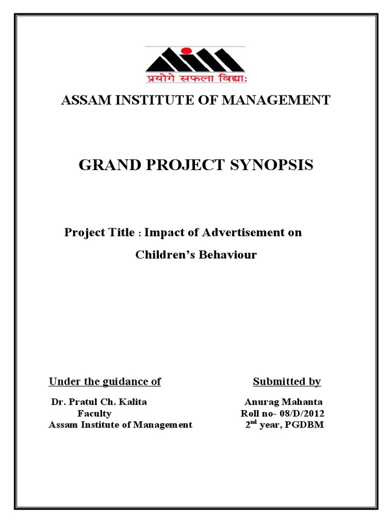 Grand Project Synopsis: Assam Institute of Management | PDF