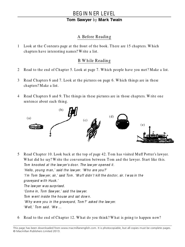 Adventures of Tom Sawyer Worksheet | Tom Sawyer | The Adventures Of Tom