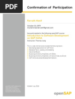 Introduction to Software Development on Sap Hana Participation Full 9466