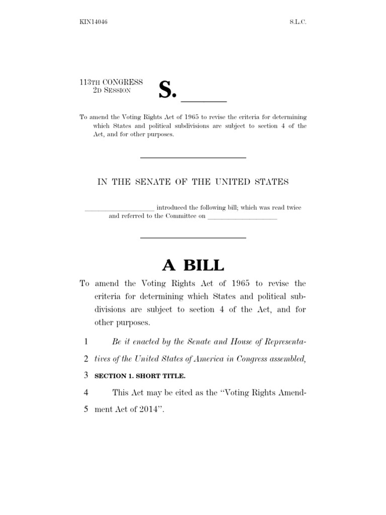 2014 Voting Rights Act Amendments PDF Voting Rights Act Of 1965