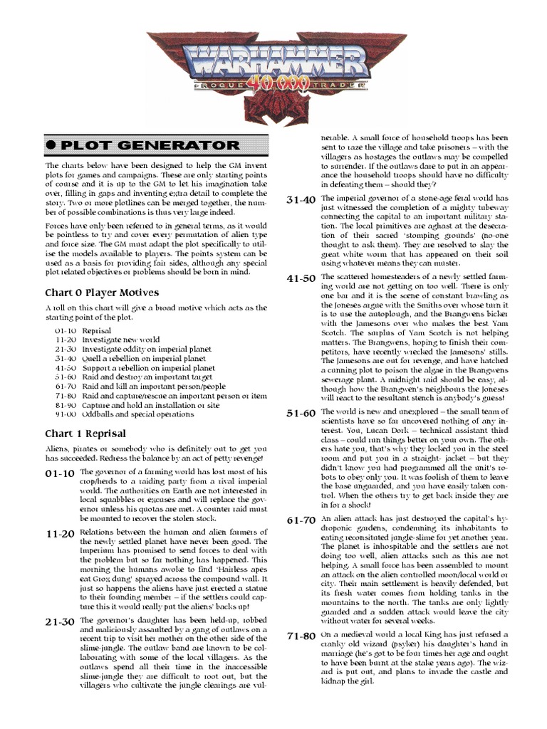 Warhammer 40K Plot Generator Guide | PDF | Typefaces | Extraterrestrial ...