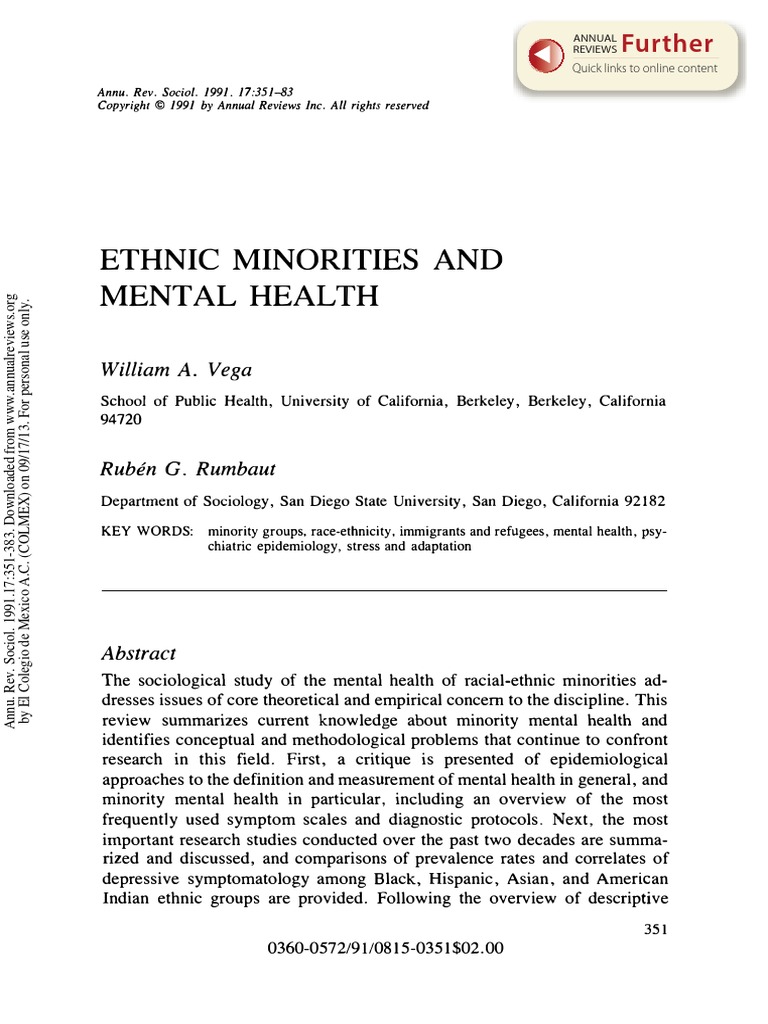 Ethnic Minorities and Mental Health | PDF | Race And Ethnicity In The ...
