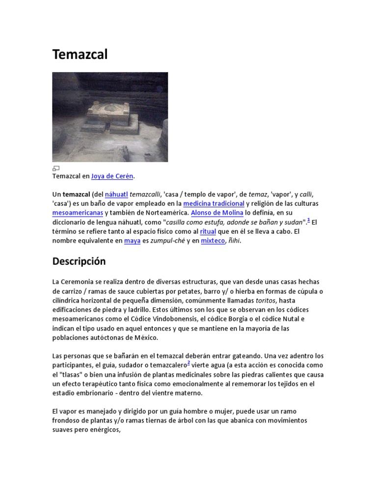 Beneficios y uso del temazcal | PDF | Salud y bienestar | Medicina