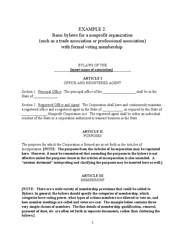 Sample By-Laws For A Nonprofit 26  PDF  Board Of Directors  By Law