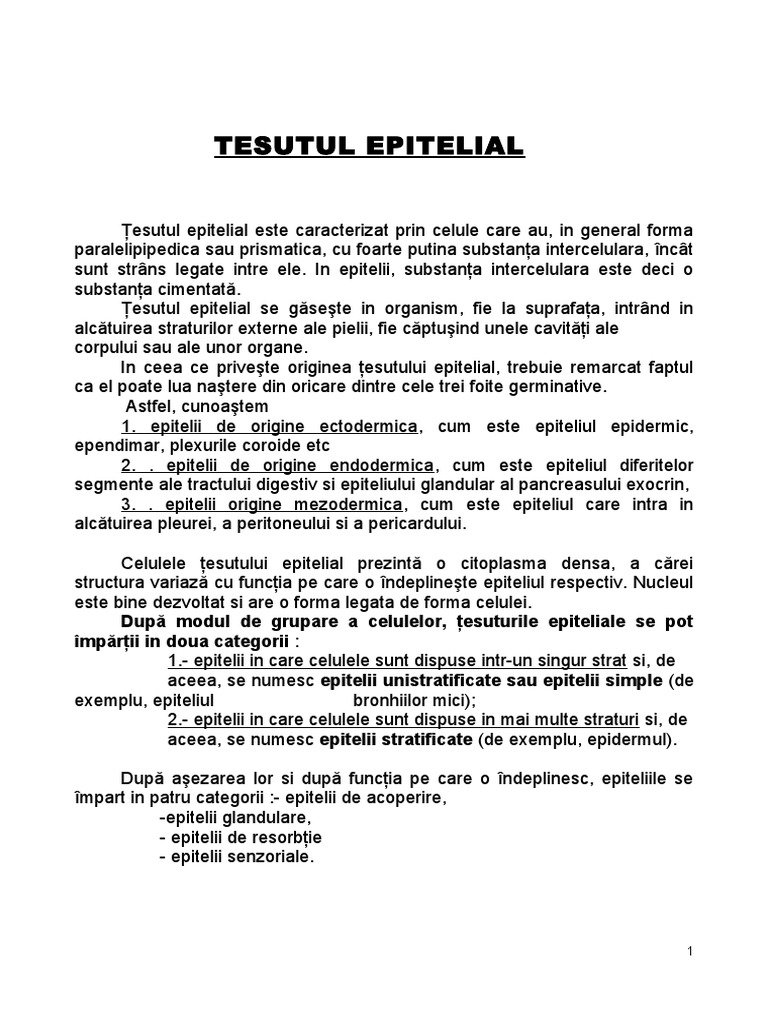 Tesutul Epitelial | PDF
