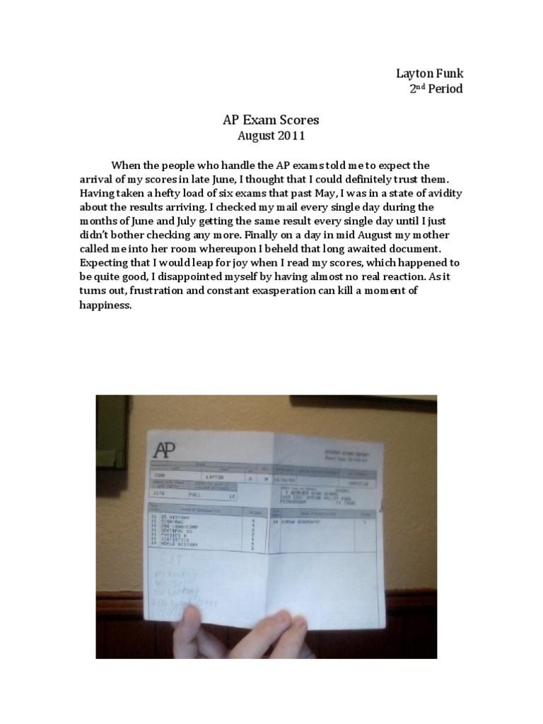 AP Exam Score Experience 2011 | PDF