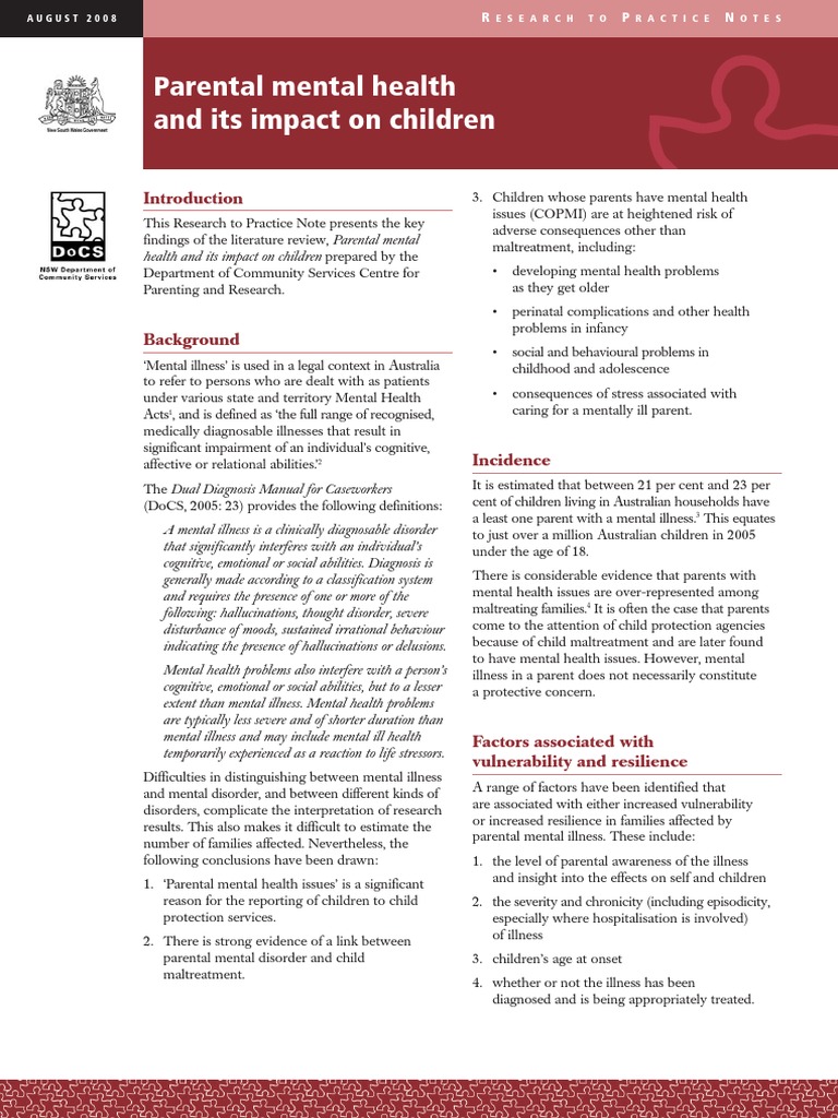 Impact of Parental Mental Health on Children | PDF | Mental Disorder ...