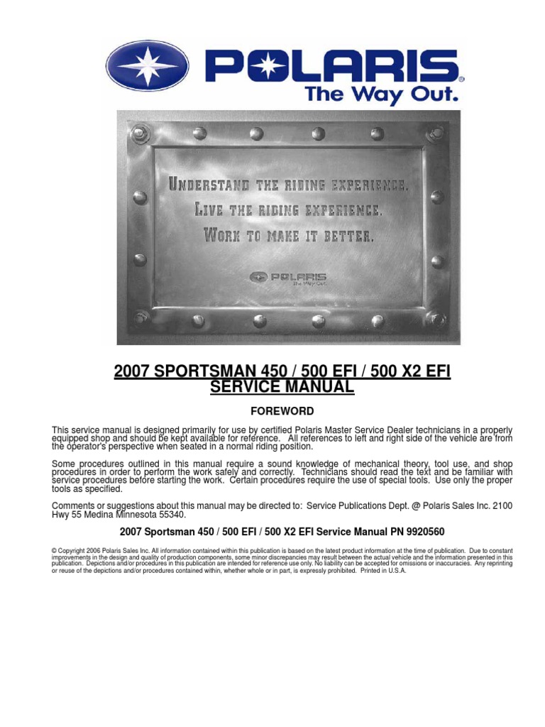 2007 Sportsman 450 - 500 Efi - 500 x2 Efi - Sm | Suspension (Vehicle) |  Ignition System