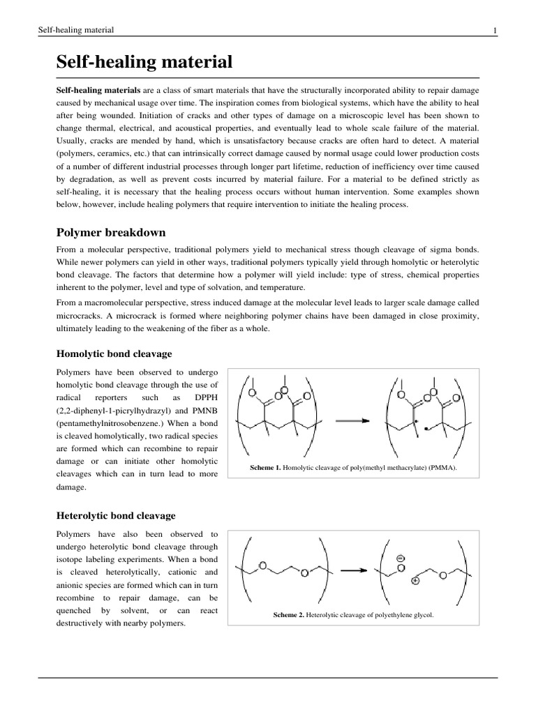 Self Healing Material Pdf Polymers Materials Science