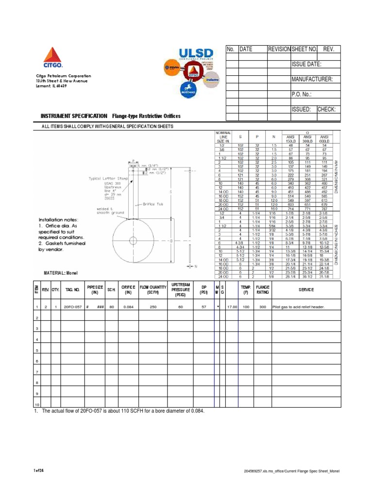 Propane Orifice Sizing Guide | PDF | Gases | Physical Chemistry