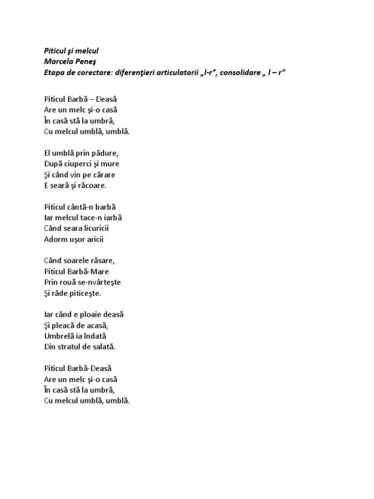 Poezii Cu Pitici | PDF