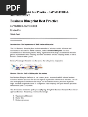 Business Blueprint Best Practicea