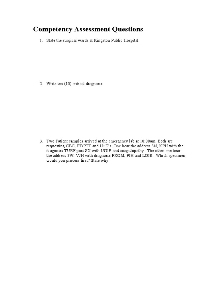 Competency Assessment Questions | PDF