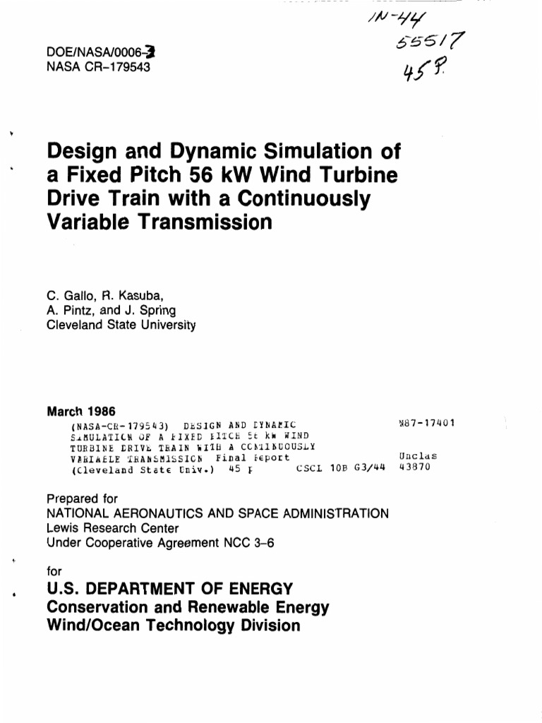 18 Design and Dynamic Simulation of A Fixed Pitch 56kW Wind Turbine ...