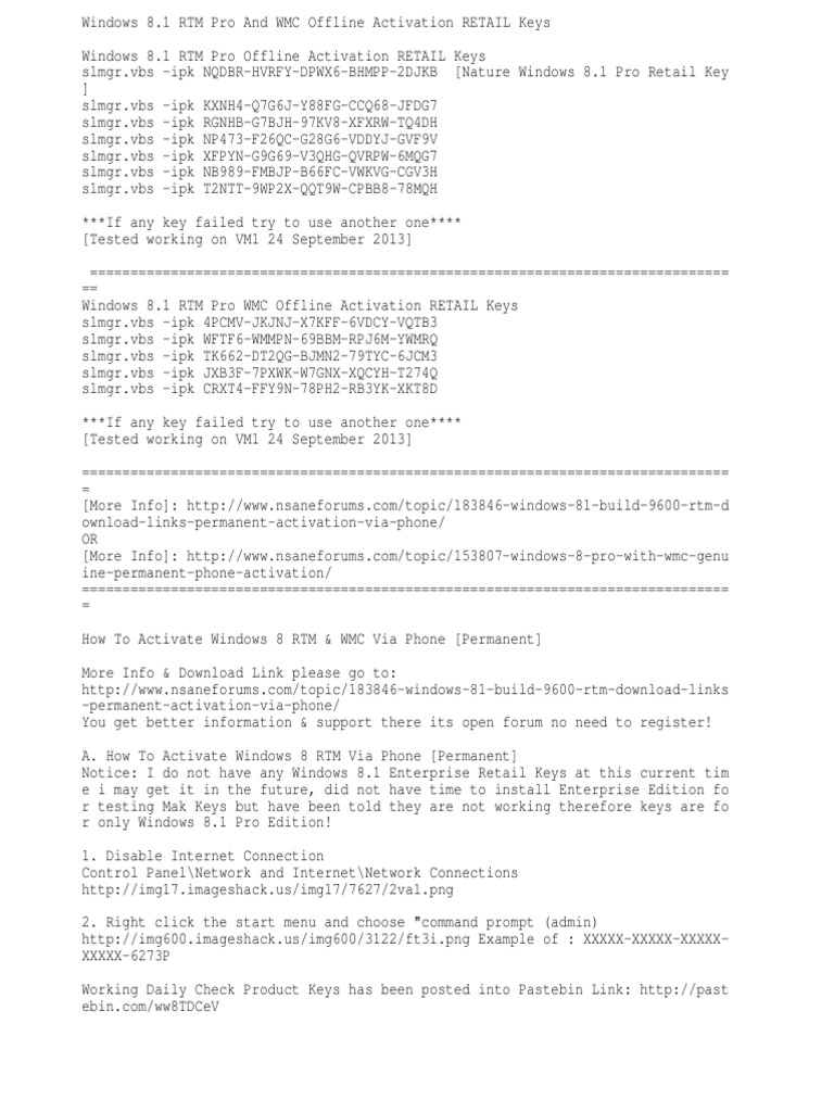 Key Activate Windows 8.1 Pro Build 9600