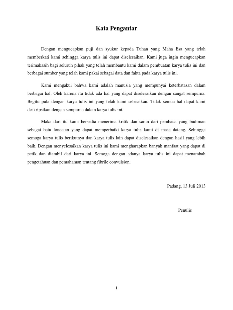 Kata Pengantar Karya Tulis Ilmiah