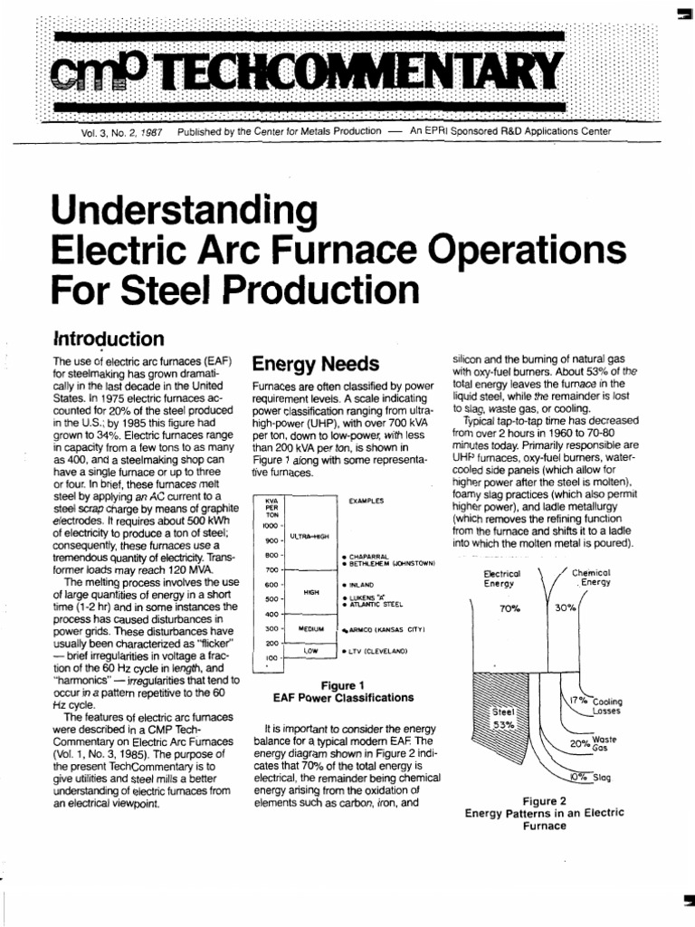 Understanding Electric Arc Furnace Operation For Steel PDF
