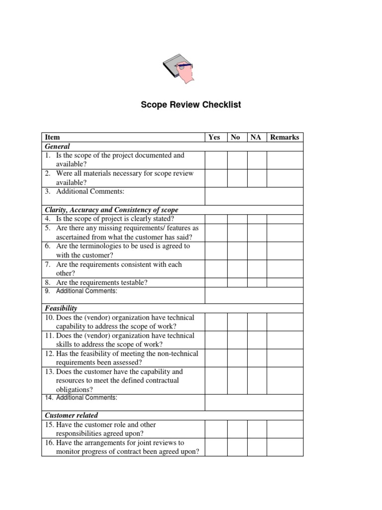 Scope Review Checklist Software Development Process Ownership