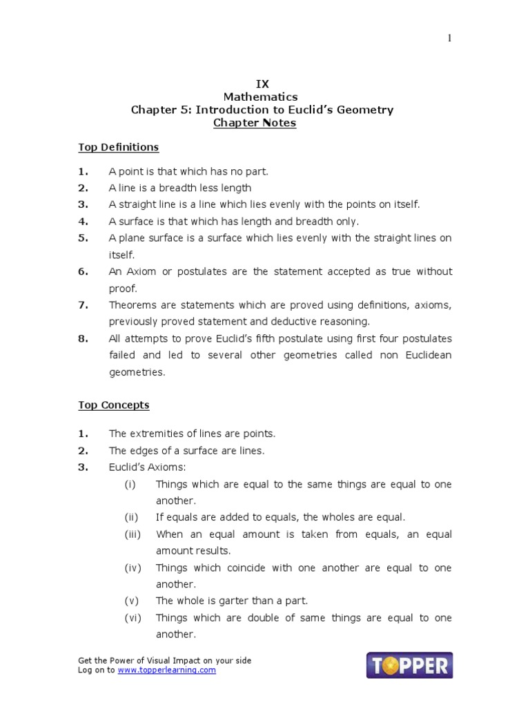 Introduction to Euclid's Geometry | PDF